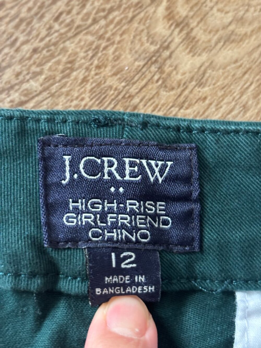 J.Crew Green High Rise Girlfriend Chino Pants - Size 12 - Picture 3 of 8